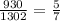 \frac{930}{1302} = \frac{5}{7}