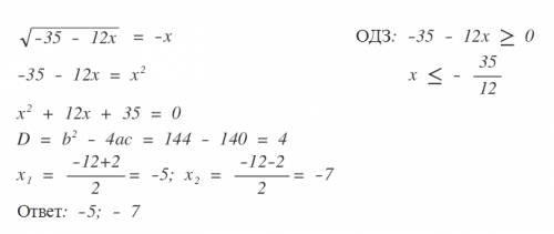 √-35-12x=-x найдите корень уравнения