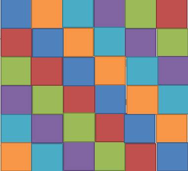 Покрасьте клетки квадрата 6 на 6 в шесть цветов так,чтобы в каждом горизонтальном ряду, в каждом вер