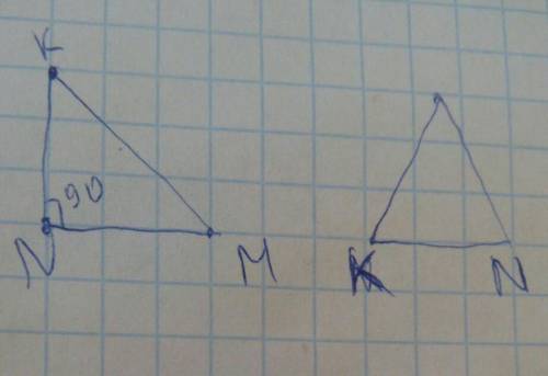 25 ! построить треугольник mnk: 1) по двум катетам и углу равному 90 градусов; 2) построить равнобед