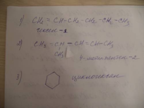 Изомеры по одному каждого вида с названиями для вещества ch3 - ch2 - ch = ch - ch2 - ch3 (гексен-3)