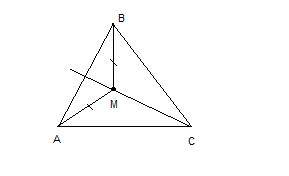 Внутри равностороннего треугольника abc построена точка м,находящаяся на равном расстоянии от вершин