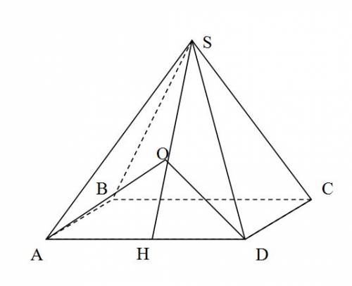 Нужно. решите, . в правильной четырехугольной пирамиде плоский угол при вершине равен альфа. найдите