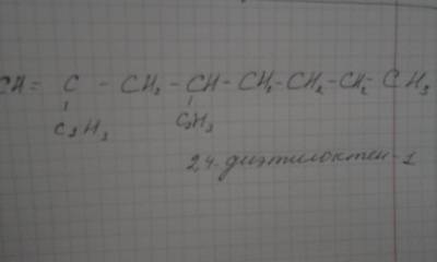 Составьте структурную формулу 2.4-диэтилоктен-1