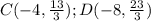 C(-4,\frac{13}{3}); D(-8,\frac{23}{3})