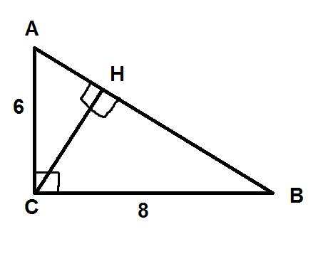 Отрезок ch - высота треугольника abc , в котором угол c = 90 градусов ac = 6 см и bc = 8 см найдите