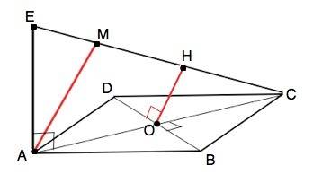 Abcd – квадрат. ae – перпендикуляр к плоскости квадрата, m принадлежит ec. угол между bd и am