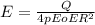 E=\frac{Q}{4pEoER^2} &#10;