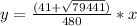 y =\frac{(41+ \sqrt{79441})}{480} *x
