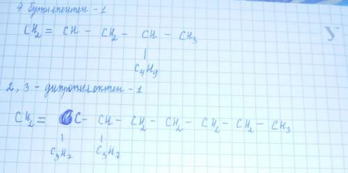 Структурная формула 4-бутилпентен-1 структурная формула 2,3-дипропилоктен-1