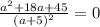 \frac{a^{2}+18a+45}{(a+5)^{2}}=0