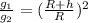 \frac{ g_{1}}{ g_{2}} = {(\frac{R+h}{R})^{2}}