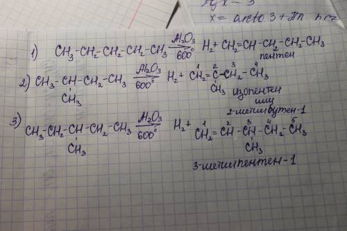 Будьте добры! решить! какие соединения образуются при дегидрировании пентана, изопентана и 3-метилпе