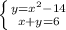 \left \{ {{y=x^2-14} \atop {x+y=6}} \right.