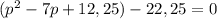 (p^2-7p+12,25)-22,25=0