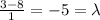 \frac{3-8}{1}=-5=\lambda