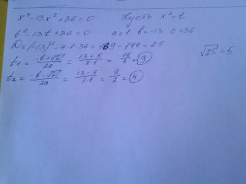 Решительно биквадратное уравнение: x⁴-13x²+36=0