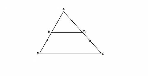 Отрезок в1 с1 средняя линия треугольника авс периметр треугольника ав1 равен 7 см найдите периметр т