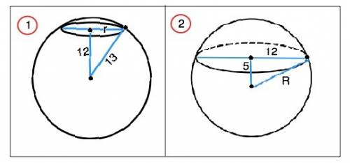 1) радиус шара равен 13 см. тогда длина линии пересечения сферы плоскостью, проходящей на расстоянии