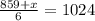 \frac{859+x}{6}=1024