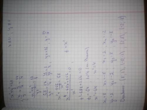 Решить, надо: (16/5 - 1,7) : 0,05/(33/20 - 1,5): 1,5 = и систему: {x²+y²=68 {x/y + y/x = 17/4