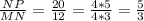 \frac{NP}{MN} = \frac{20}{12} = \frac{4*5}{4*3} = \frac{5}{3}