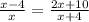 \frac{x-4}{x} = \frac{2x+10}{x+4}