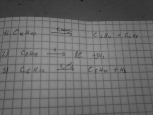 Сделать крекинг формулы c4h10 --> и розклад c8h18 и дегідрування c6h12 )) ток быстрее