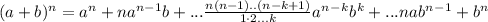 (a+b)^n=a^n+na^{n-1}b+... \frac{n(n-1)..(n-k+1)}{1\cdot2...k} a^n^-^kb^k+...nab^n^-^1+b^n