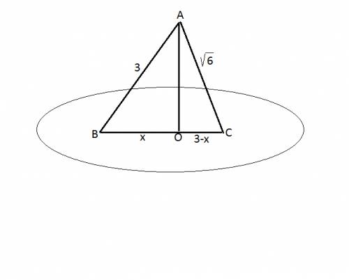 Із точки а до площини проведено похилу ав і ас та перпендикуляр ао.знайдіть bo і oc,якщо bo+oc=3 см