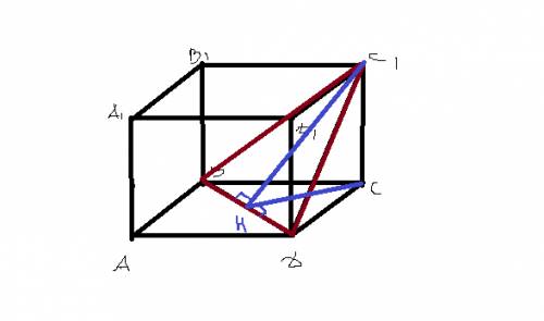 Abcda1b1c1d1- куб/ найдите угол между плоскостью, проходящей через точки b,d и c1 и плоскостью основ