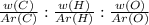 \frac{w(C)}{Ar(C)} : \frac{w(H)}{Ar(H)} : \frac{w(O)}{Ar(O) }