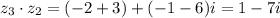 z_3\cdot z_2=(-2+3)+(-1-6)i=1-7i