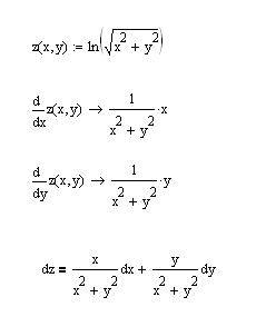 Найти производную ln(корень из x^2+y^2)