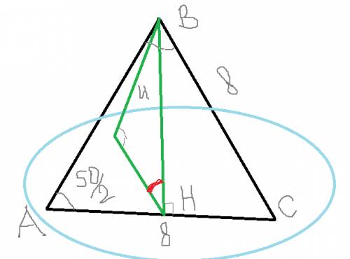 Через сторону ас треугольника авс проведена плоскость альфа,удаленная от вершины в на расстояние,рав