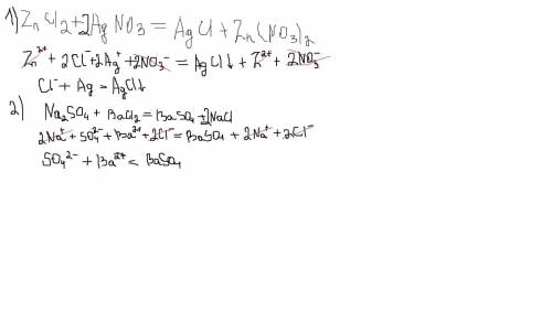 Na2so4+agno3=nano3+ag2so4 zncl2+agno3=agcl+zn(no3)2 na2so4+bacl2=baso4+nacl уравнения полные ионные