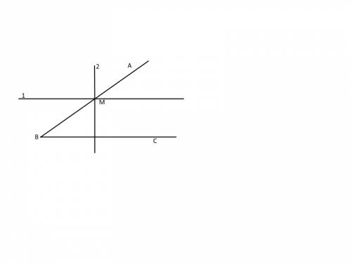 Начертите острый угол авс.на стороне ва отметьте точку м и проведите через нее две прямые одна из ко