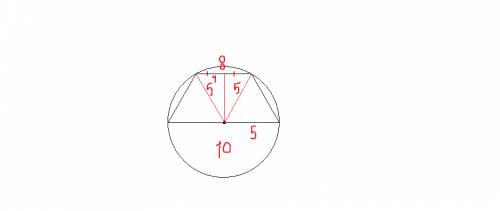 Вычисли площадь равнобедренной трапеции, основания которой равны 8 см и 10 см, если известно, что це