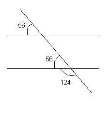 Один из внутренних односторонних углов , возникших при пересечении прямых ас и bd третьей , равен 56