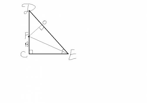 Впрямоугольном треугольнике cde с прямым углом с проведена бисектриса ef, причем fc=13 см. найдите р