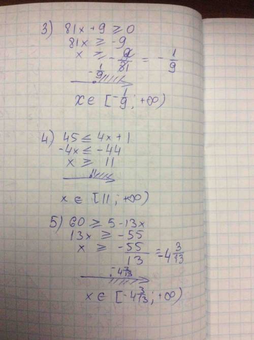 *изобразите на числовой прямой * решите неравенства 1.20 + 2х больше 0 2.35-5х меньше 0 3.81х+9 слож