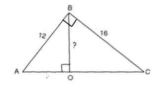 Впрямоугольном треугольнике abc угол b=90 градусов, bo- высота треугольника, ab=12 см, cb=16 см. най