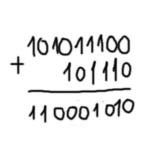 Подробно объясните как решать такие примеры: 101011100+101110 в двоичной системе счисления.