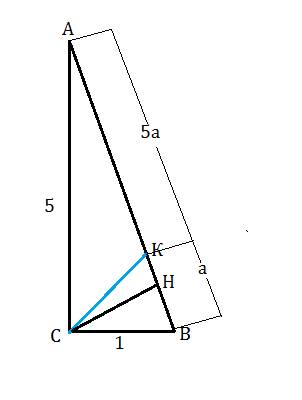 Впрямоугольном треугольнике биссектриса прямого угла делит гипотенузу в отношении 1: 5. в каком отно