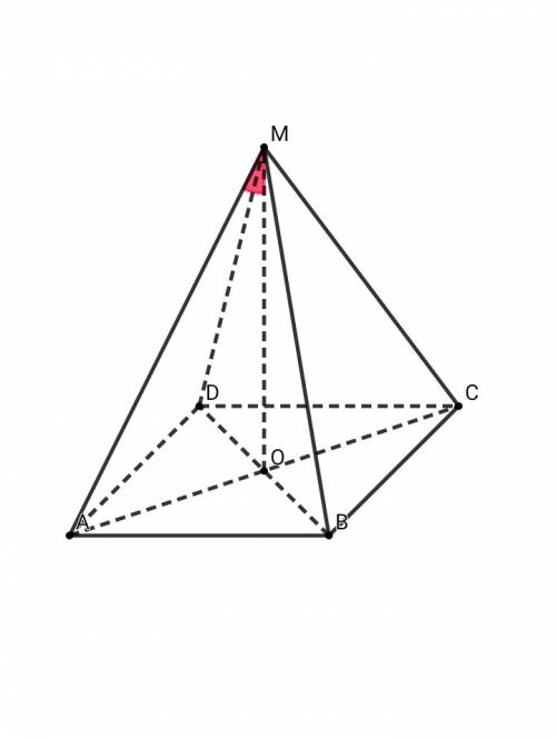 Найдите объём правильной четырёхугольной пирамиды, боковое ребро которой равно 12см и образует с выс