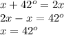 x+42^o=2x\\2x-x=42^o\\x=42^o