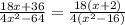 \frac{18x+36}{4x^{2}-64}=\frac{18(x+2)}{4(x^{2}-16)}