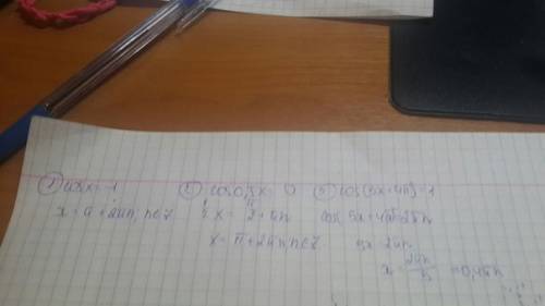 Решите уравнение: 1) cos x = -1 2) cos 0,5x =0 3) cos (5x+4п) =1