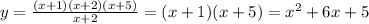 y=\frac{(x+1)(x+2)(x+5)}{x+2} =(x+1)(x+5)=x^2+6x+5