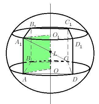 Решить ! правильная четырехгольная призма вписана в шар. найдите высоту призмы, если радиус шара рав